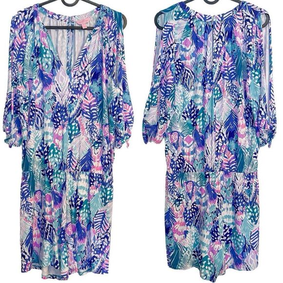 Lilly Pulitzer Bryce Romper in Quill Out Blue - Picture 5 of 10